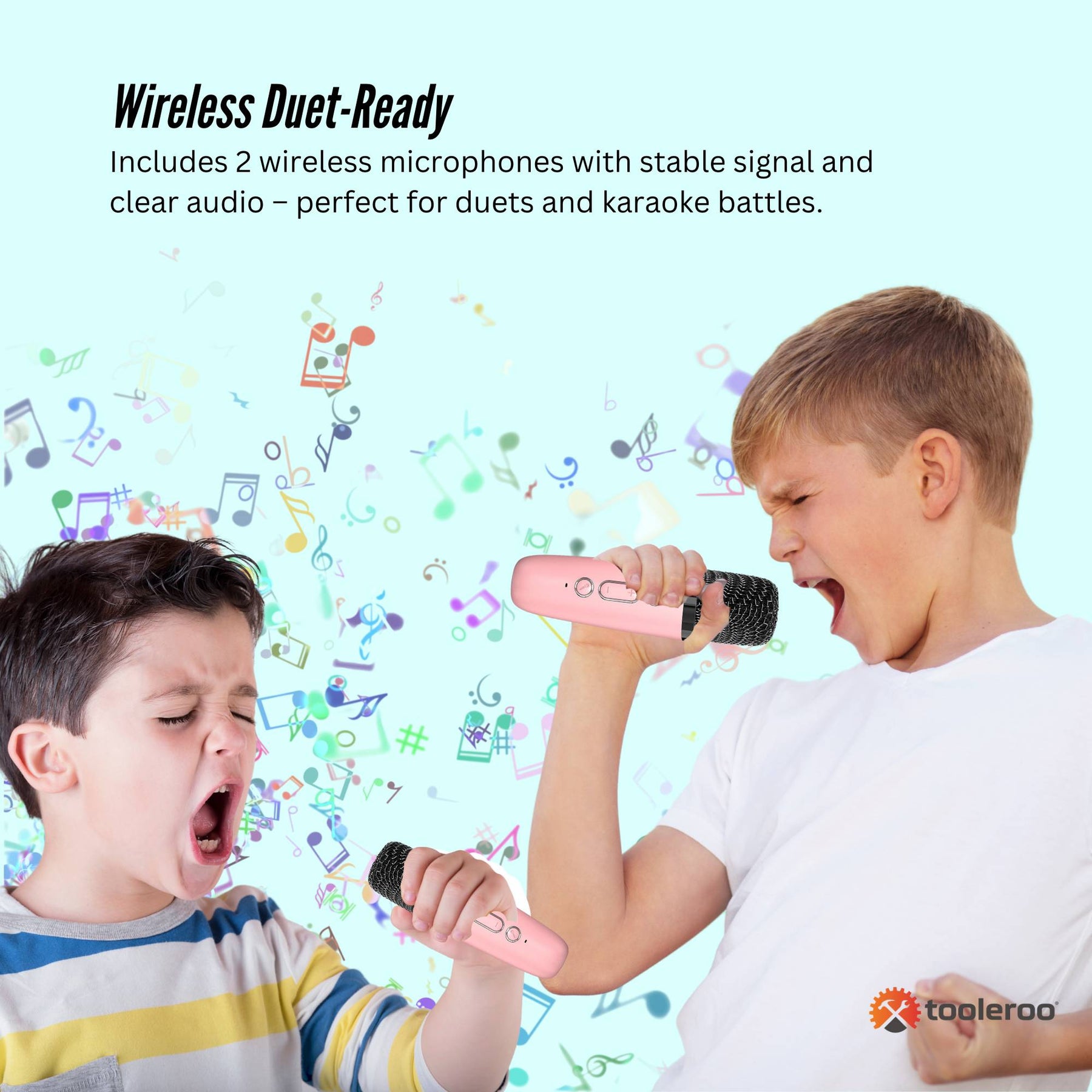 Mini Karaoke Machine and 2x Wireless Microphones Portable Bluetooth Speaker Pink - SuperSaverAU - view 8