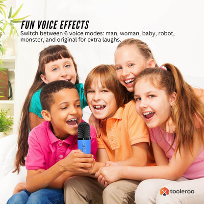 Mini Karaoke Machine and 2x Wireless Microphones Portable Bluetooth Speaker Blue