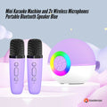 Mini Karaoke Machine - 2x Wireless Microphones Portable Bluetooth Speaker Purple - SuperSaverAU - view 2
