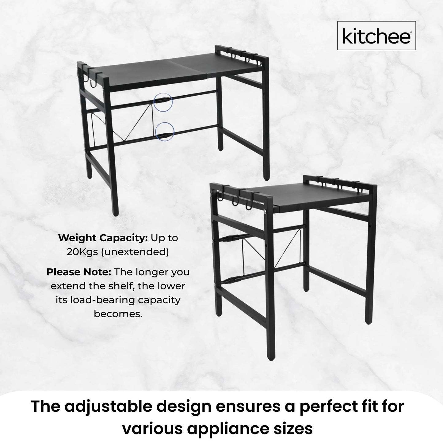 Kitchee Microwave Single Shelf - Expanding Storage Rack Kitchen Organiser Stand