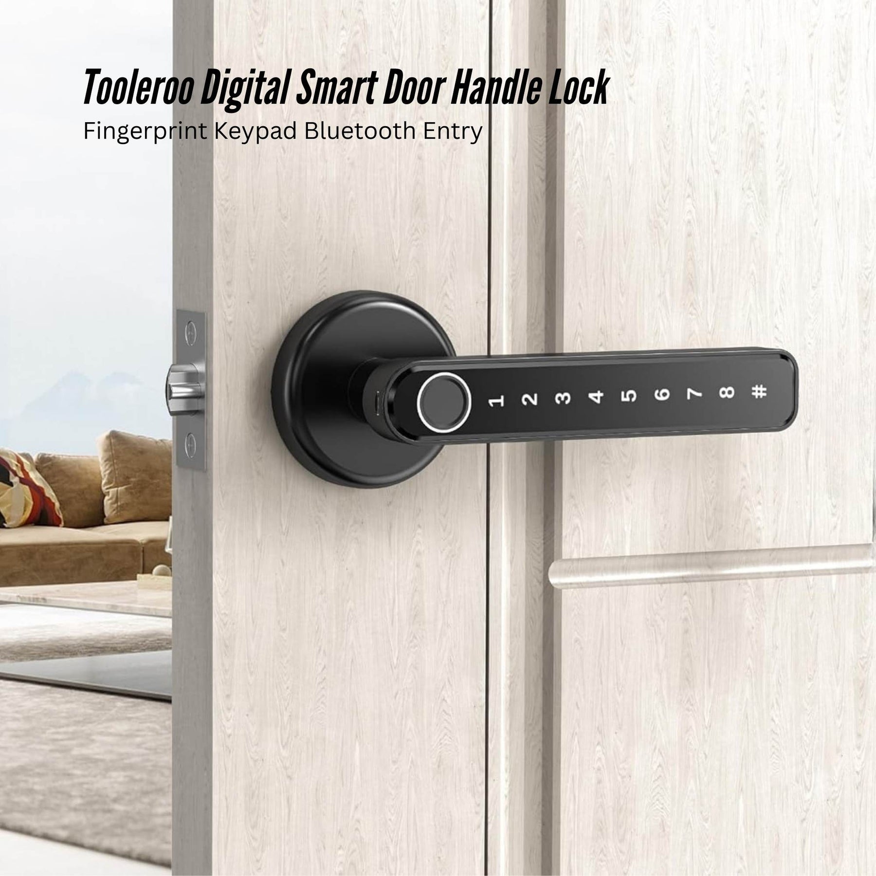 Tooleroo Digital Smart Door Lock Handle - 5in1 Keypad Home Entry Security System - SuperSaverAU - view 2
