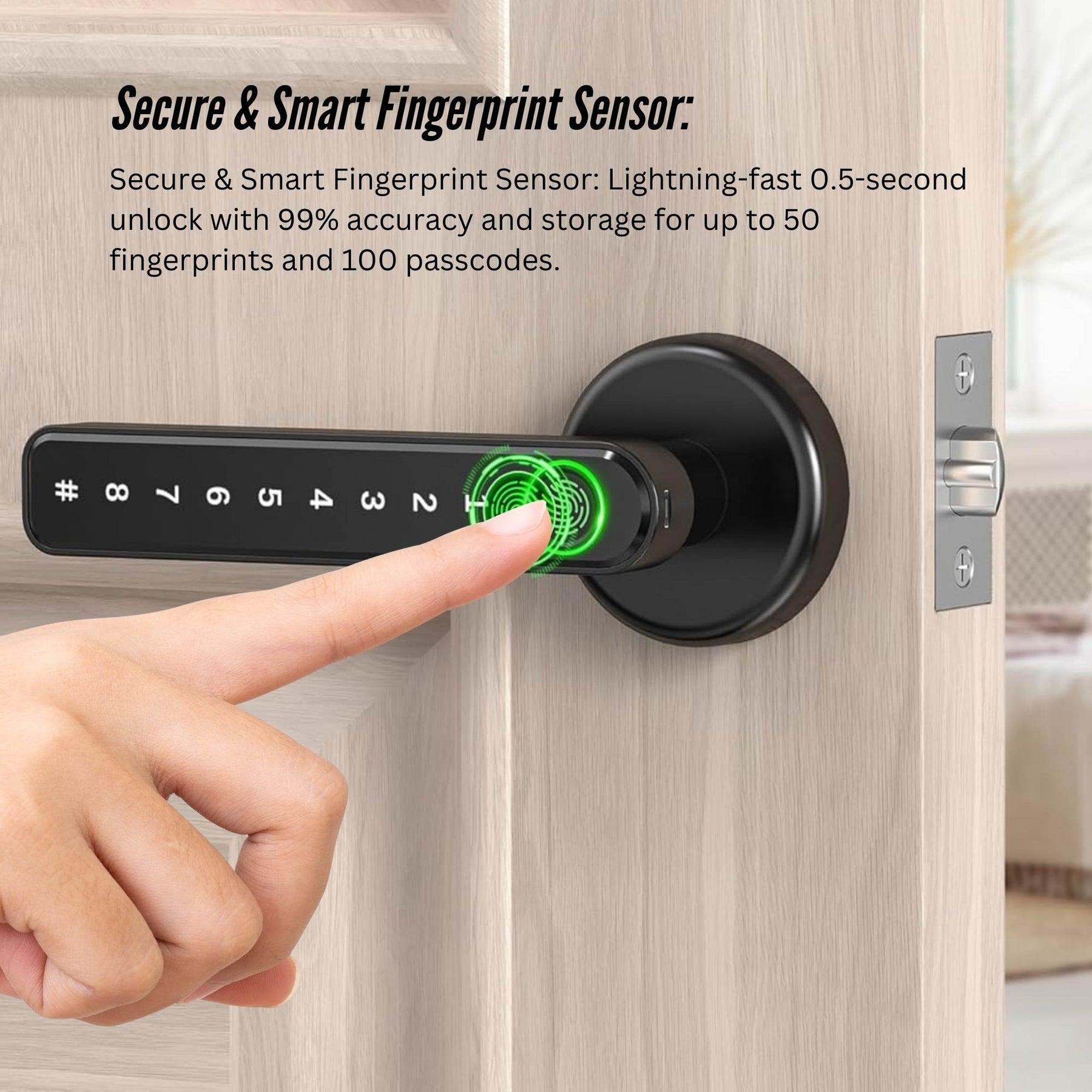 Tooleroo Digital Smart Door Lock Handle - 5in1 Keypad Home Entry Security System - SuperSaverAU - view 5