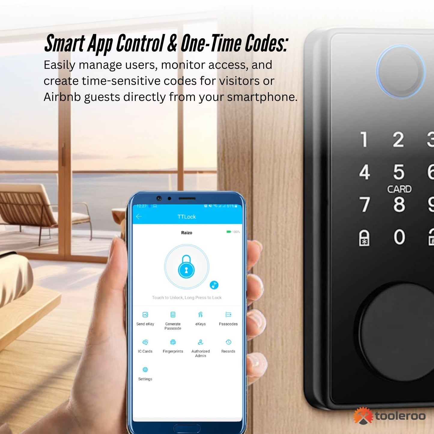 Tooleroo Digital Smart Door Lock Keypad - 5-in-1  Home Entry Security System