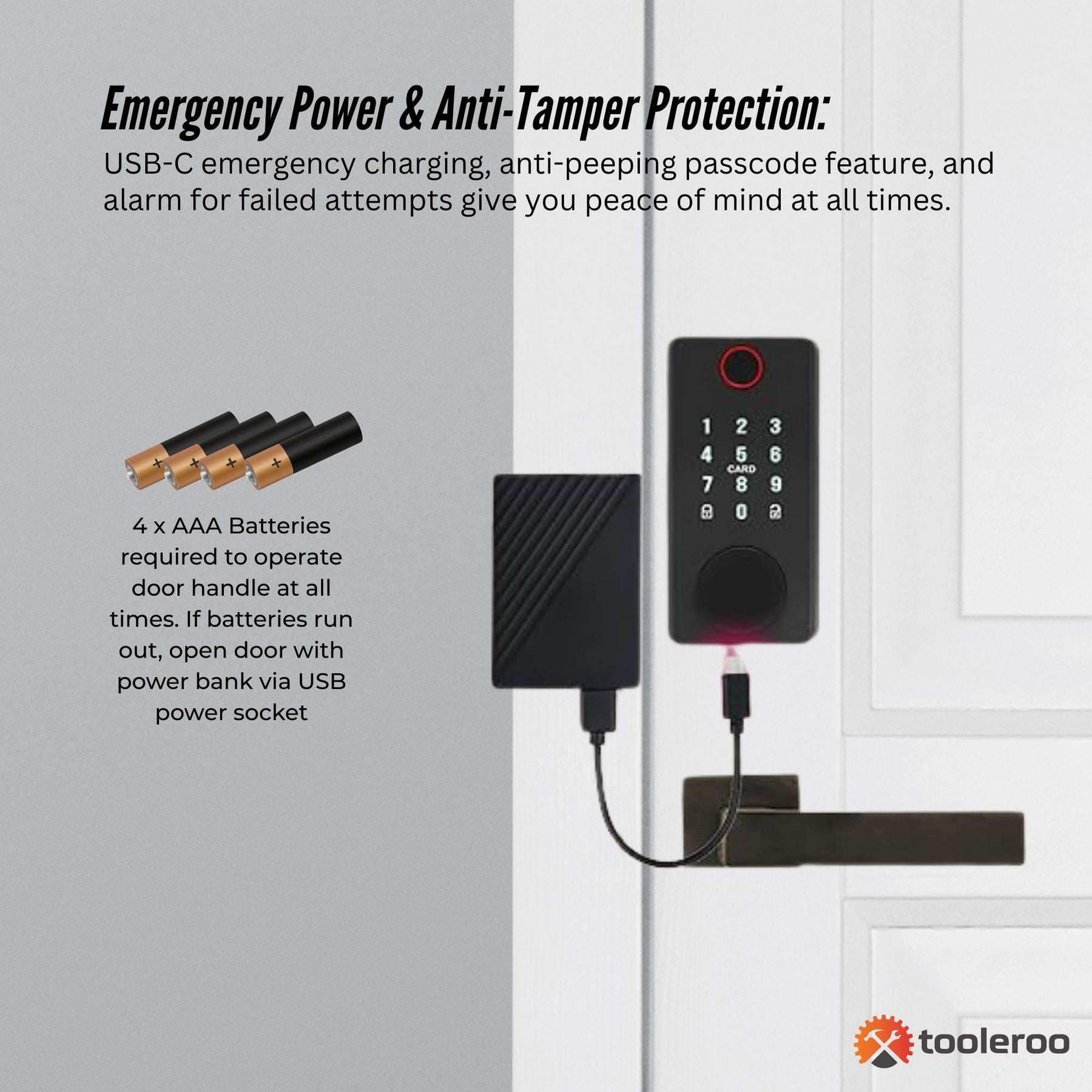 Tooleroo Digital Smart Door Lock Keypad - 5-in-1  Home Entry Security System - SuperSaverAU - view 8