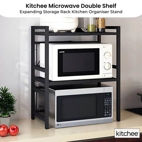 Kitchee Microwave Double Shelf - Expanding Storage Rack Kitchen Organiser Stand - SuperSaverAU - view 2