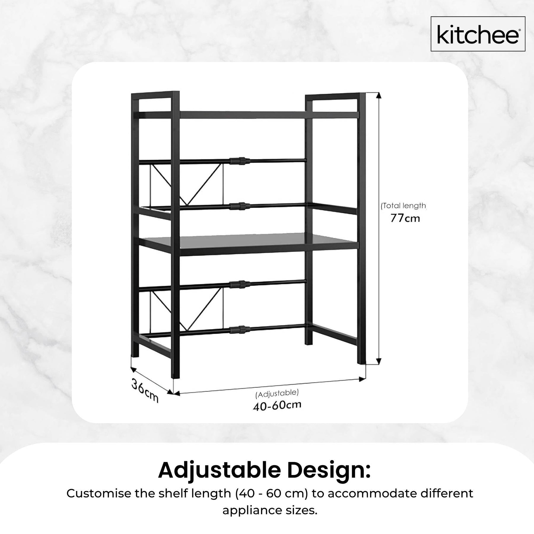 Kitchee Microwave Double Shelf - Expanding Storage Rack Kitchen Organiser Stand - SuperSaverAU - view 3