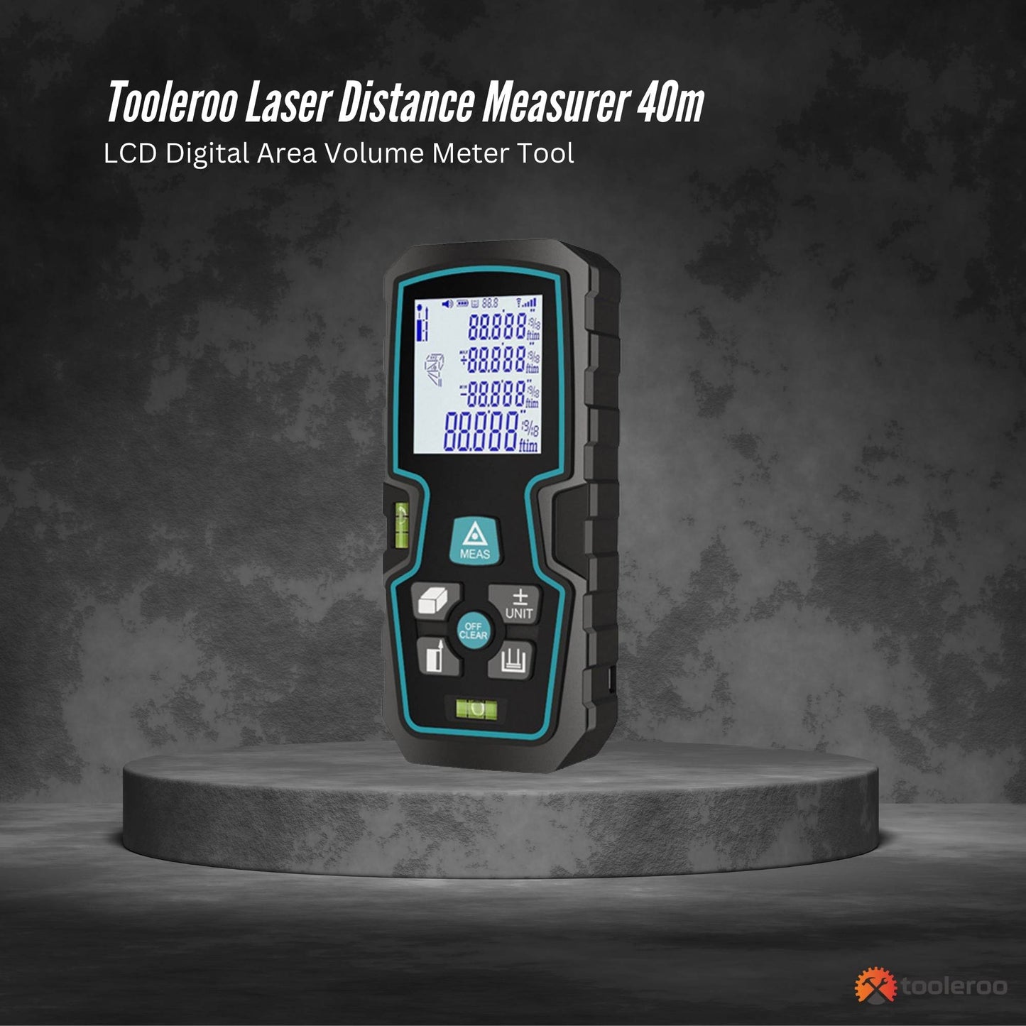 Tooleroo 40m Digital Laser Distance Measurer - LCD Area Volume Meter Tool