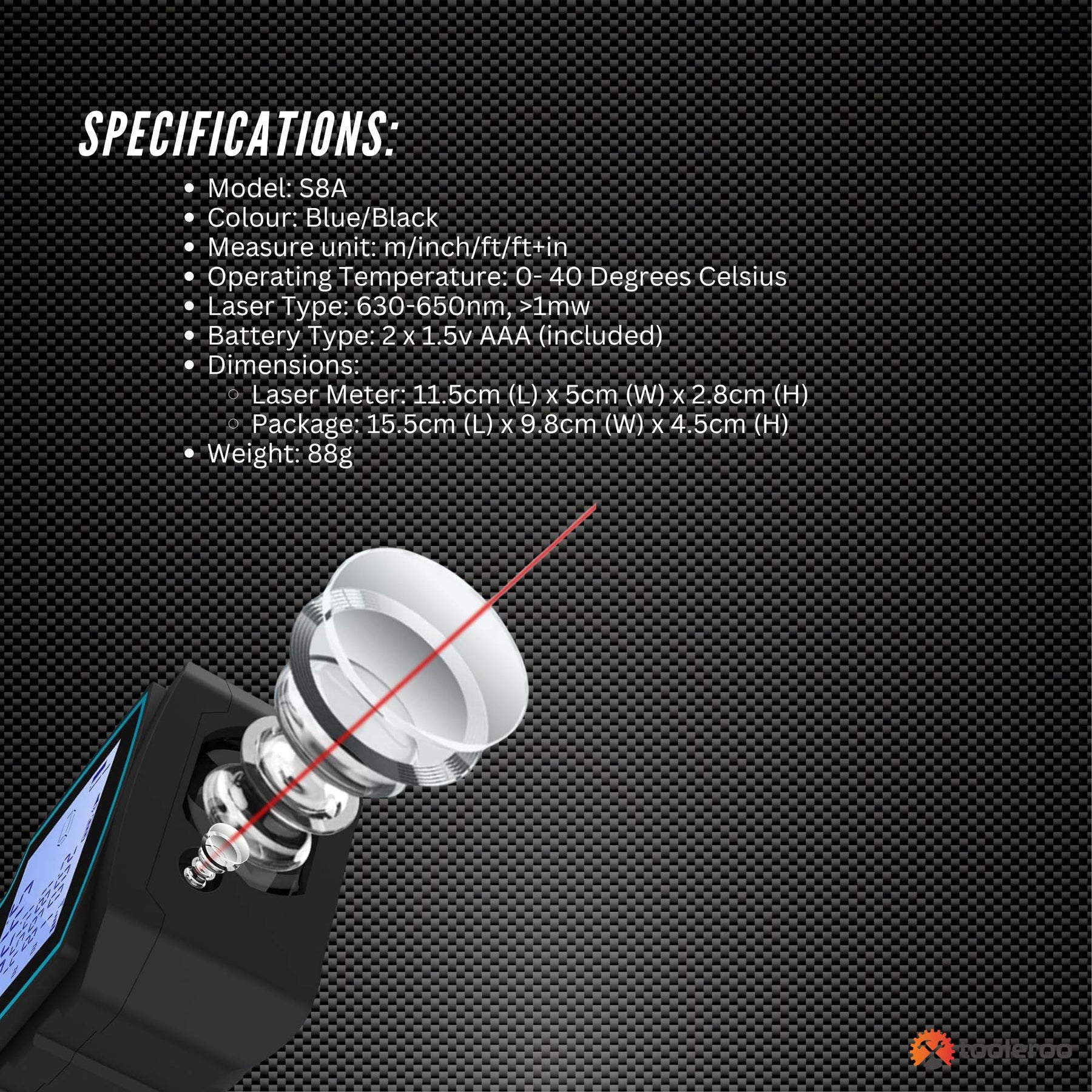 Tooleroo 40m Digital Laser Distance Measurer - LCD Area Volume Meter Tool - SuperSaverAU - view 8