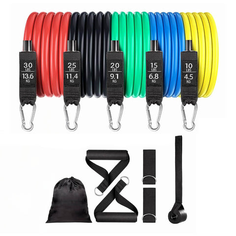 Social Hike Resistance Band Set with Handles - 11pcs Home Workout Kit 4.5-68kg - SuperSaverAU - view 1
