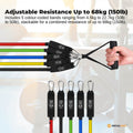 Social Hike Resistance Band Set with Handles - 11pcs Home Workout Kit 4.5-68kg - SuperSaverAU - view 3