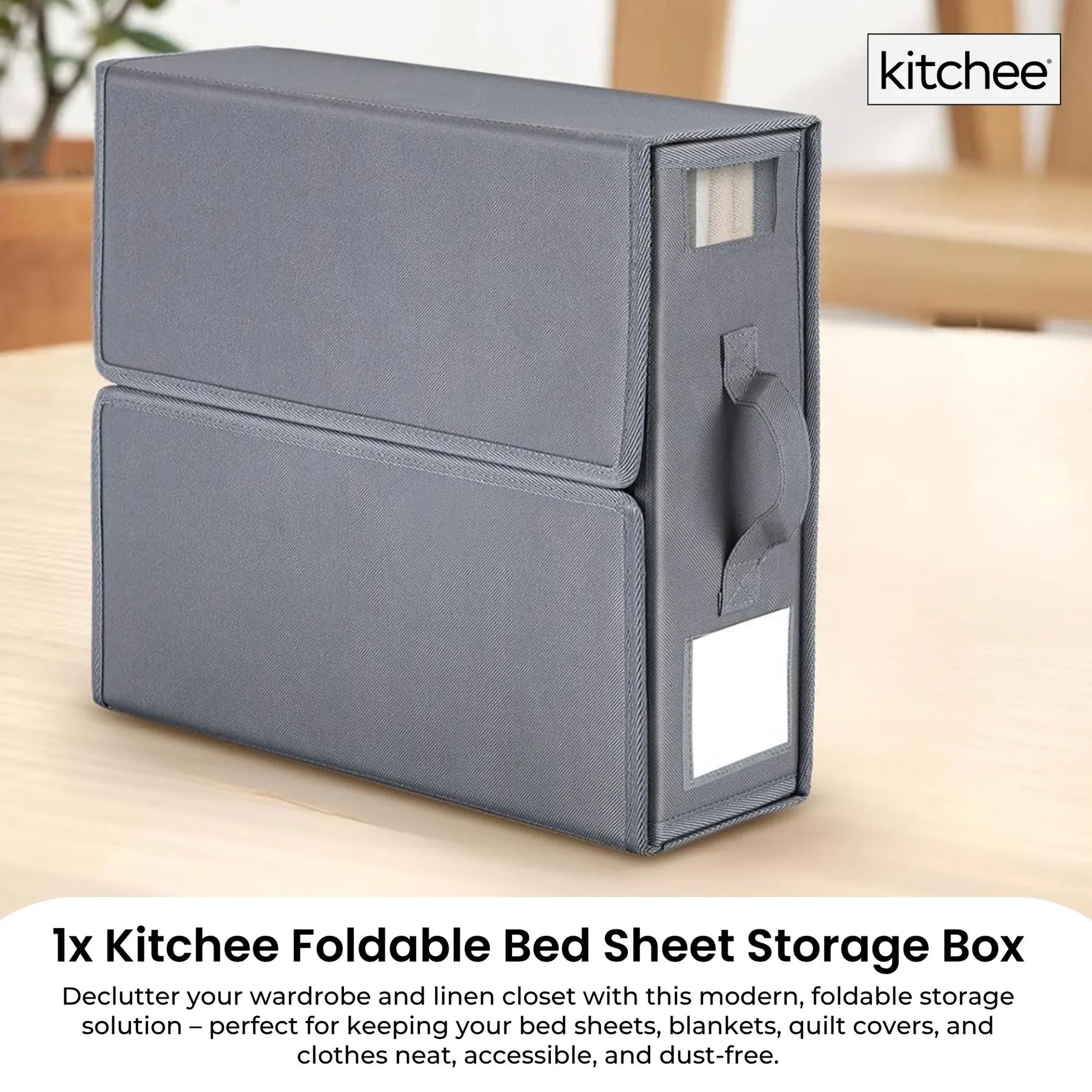 Kitchee Foldable Bed Sheet Storage Box – Grey 1 Pack