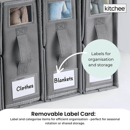 4x Kitchee Foldable Bed Sheet Storage Box – Linen & Closet Organiser Grey