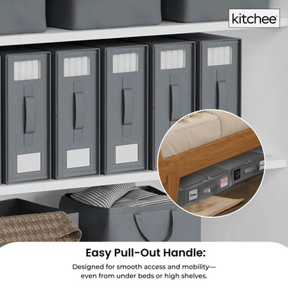 4x Kitchee Foldable Bed Sheet Storage Box – Linen & Closet Organiser Grey