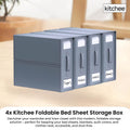Kitchee Foldable Bed Sheet Storage Box, Grey, 38x32x12 cm, Waterproof, Space-Saving, 4x - SuperSaverAU - view 2