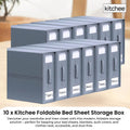 Kitchee 10x Foldable Bed Sheet Storage Box, Grey, Waterproof, Space-Saving, 38x32x12 cm - SuperSaverAU - view 2