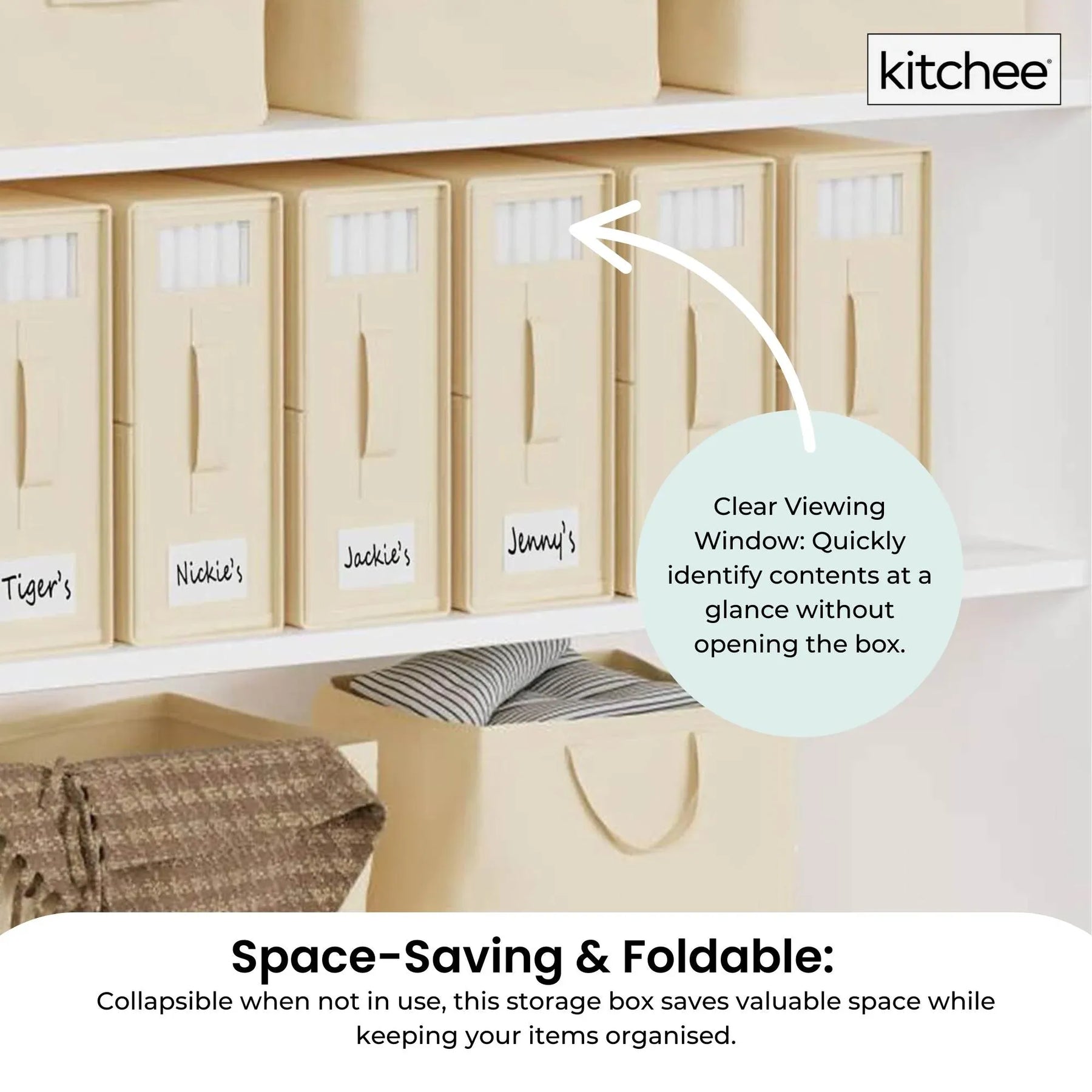 Kitchee Foldable Bed Sheet Storage Box – Beige 1 Pack