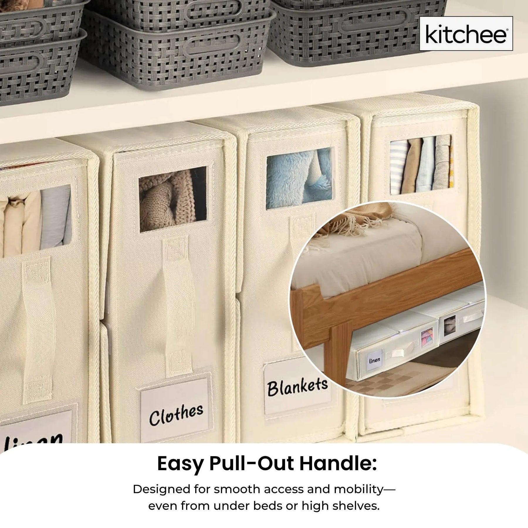 Kitchee Foldable Bed Sheet Storage Box – Beige 1 Pack
