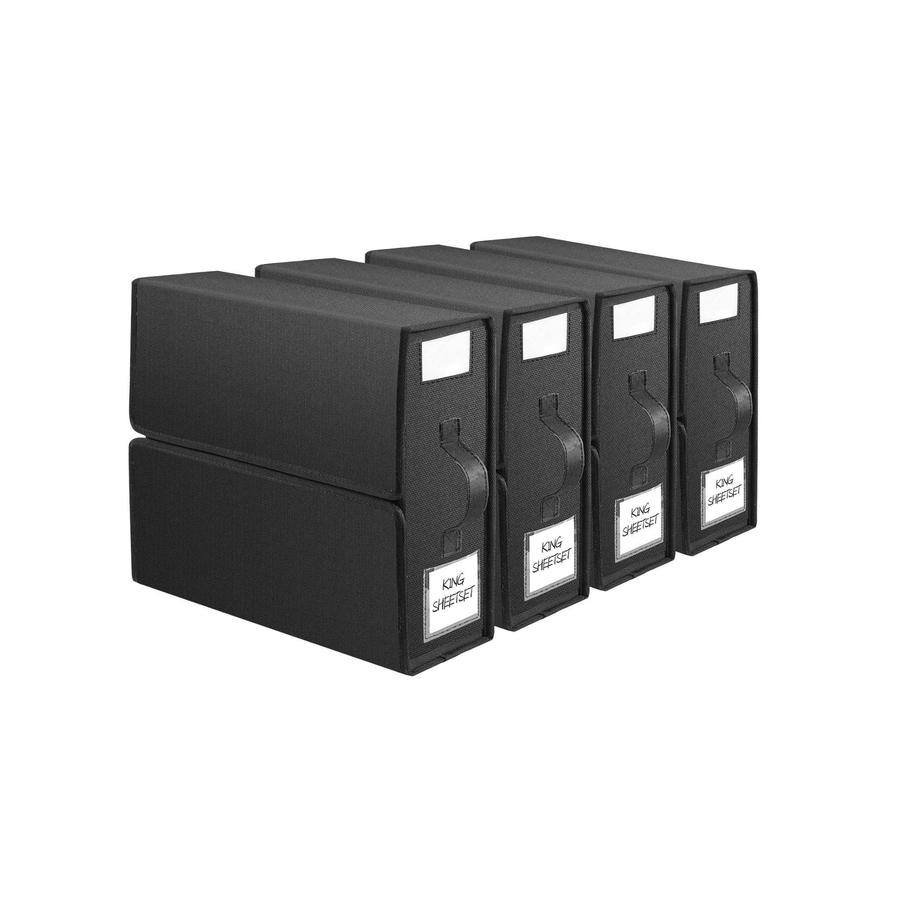 Kitchee Foldable Bed Sheet Storage Boxes – Black 4 Pack