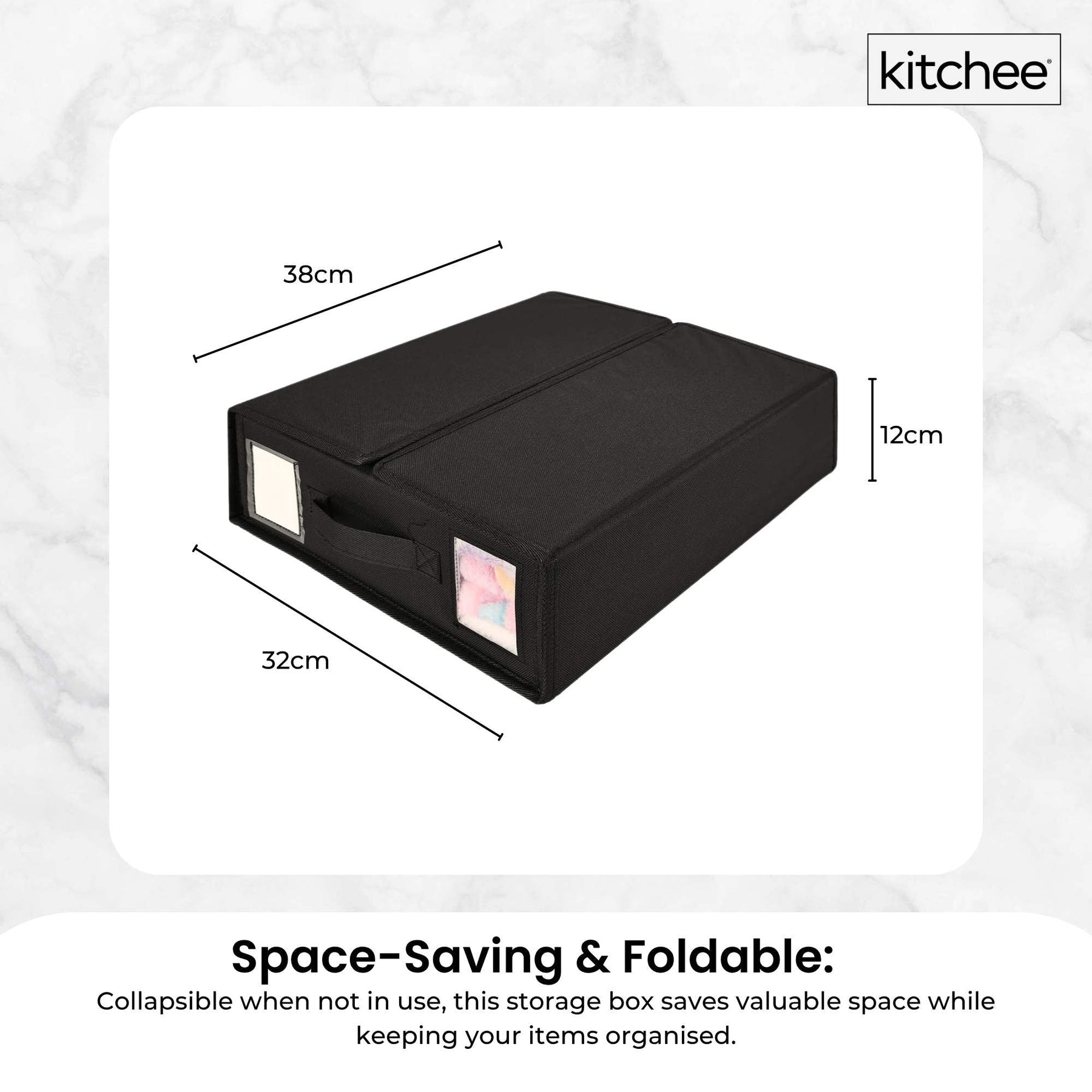Kitchee Foldable Bed Sheet Storage Boxes – Black 4 Pack