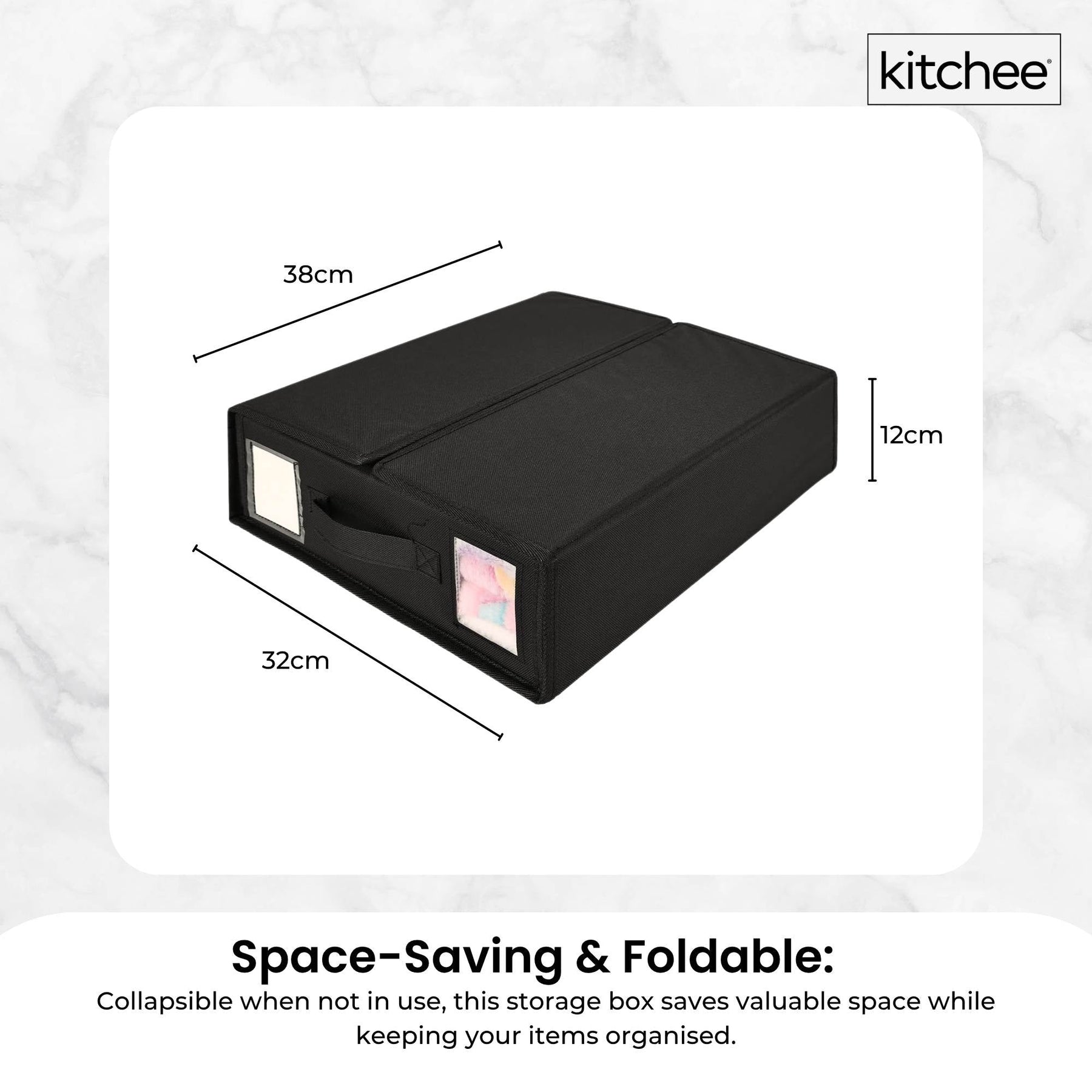 Kitchee 10x Foldable Bed Sheet Storage Box, Black, Waterproof, Space-Saving, 38x32x12 cm - SuperSaverAU - view 6