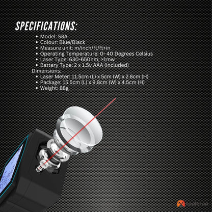 Tooleroo 70m Digital Laser Distance Measurer - LCD Area Volume Meter Tool