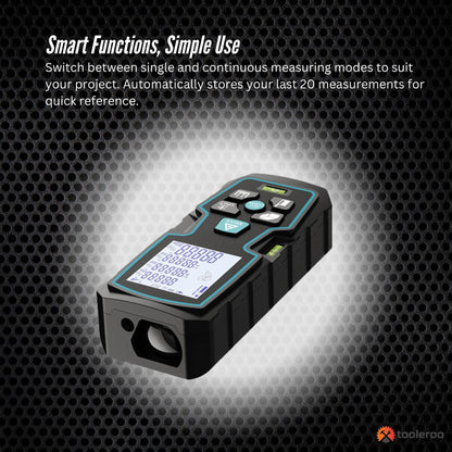 Tooleroo 100m Digital Laser Distance Measurer - LCD Area Volume Meter Tool