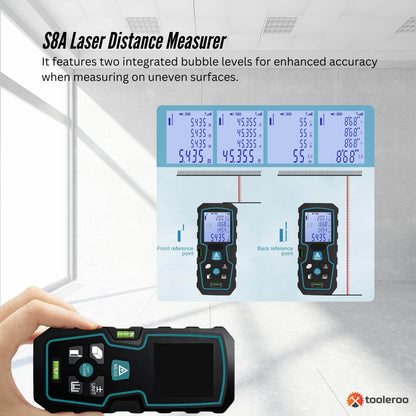 Tooleroo 100m Digital Laser Distance Measurer - LCD Area Volume Meter Tool
