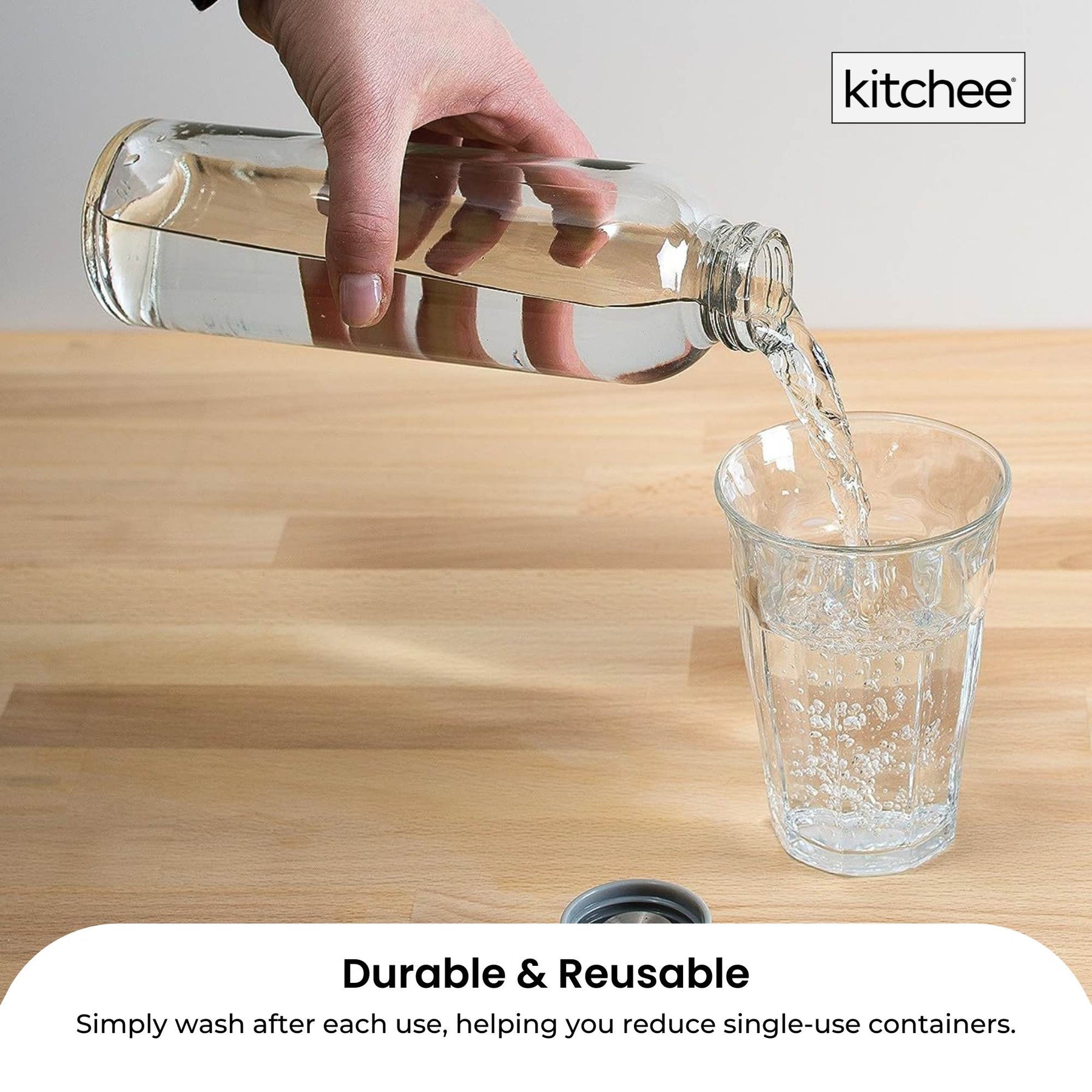 Kitchee Glass Water Bottles – 500ml Set of 6