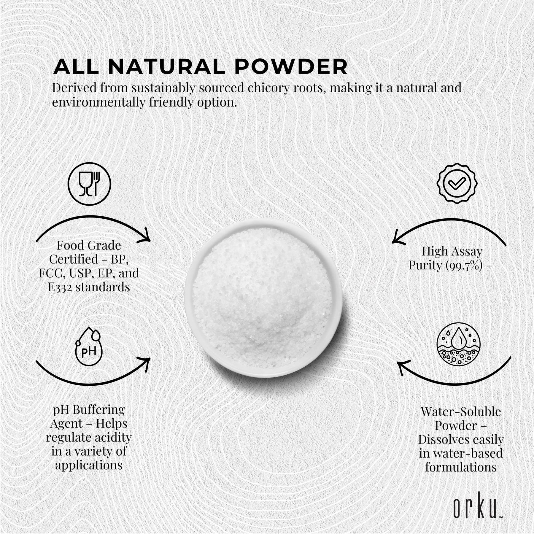 Orku Potassium Citrate 400g - Food Grade Buffering Agent E332