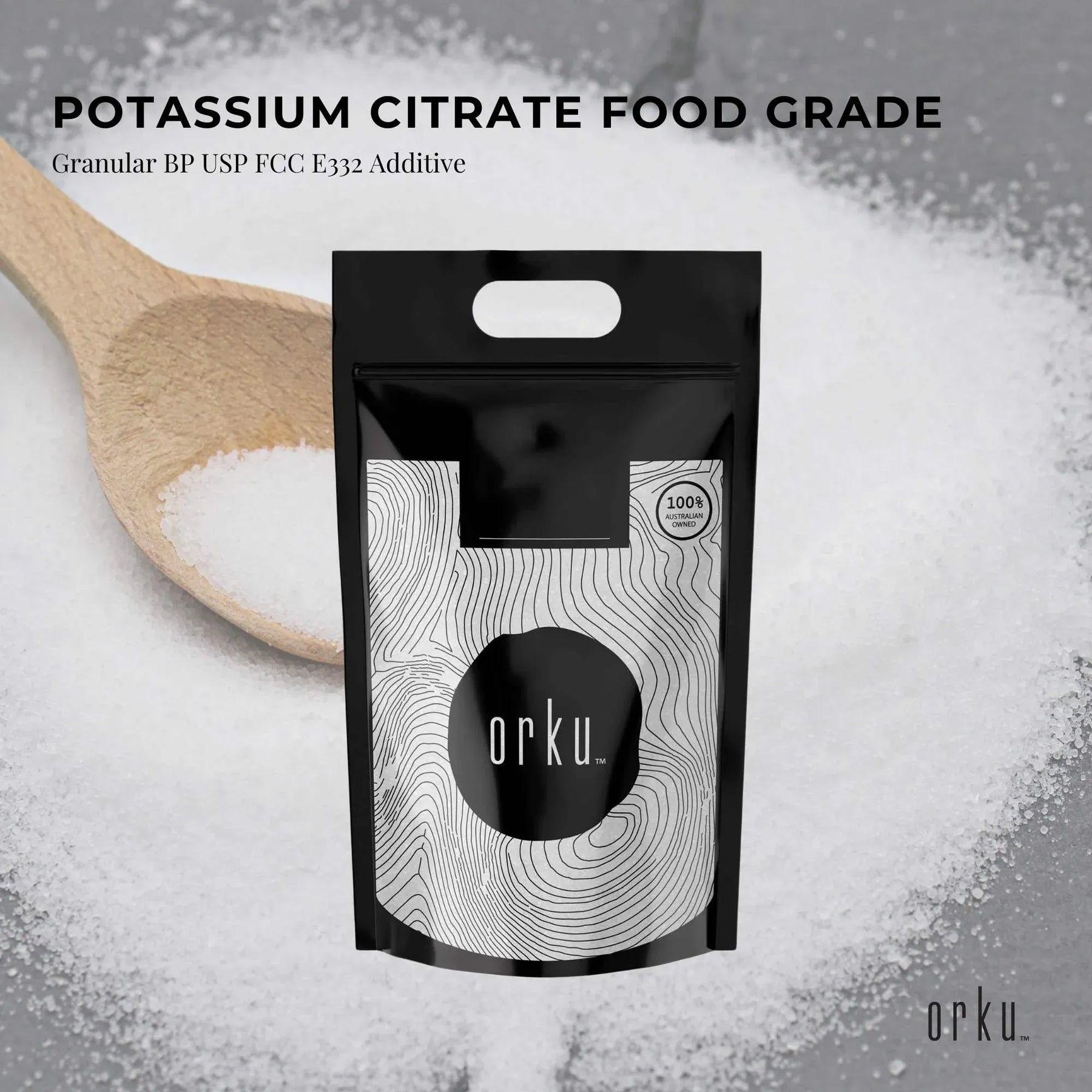 Orku Potassium Citrate - Food Grade Granular BP USP FCC E332 10Kg