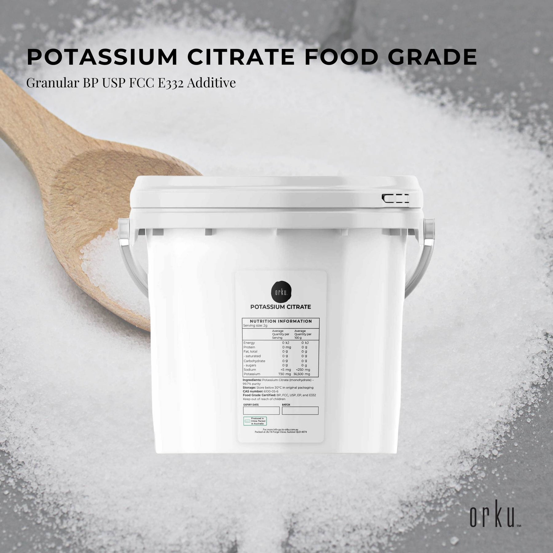 Orku Potassium Citrate 5Kg - Food Grade Buffering Agent E332 - SuperSaverAU - view 2