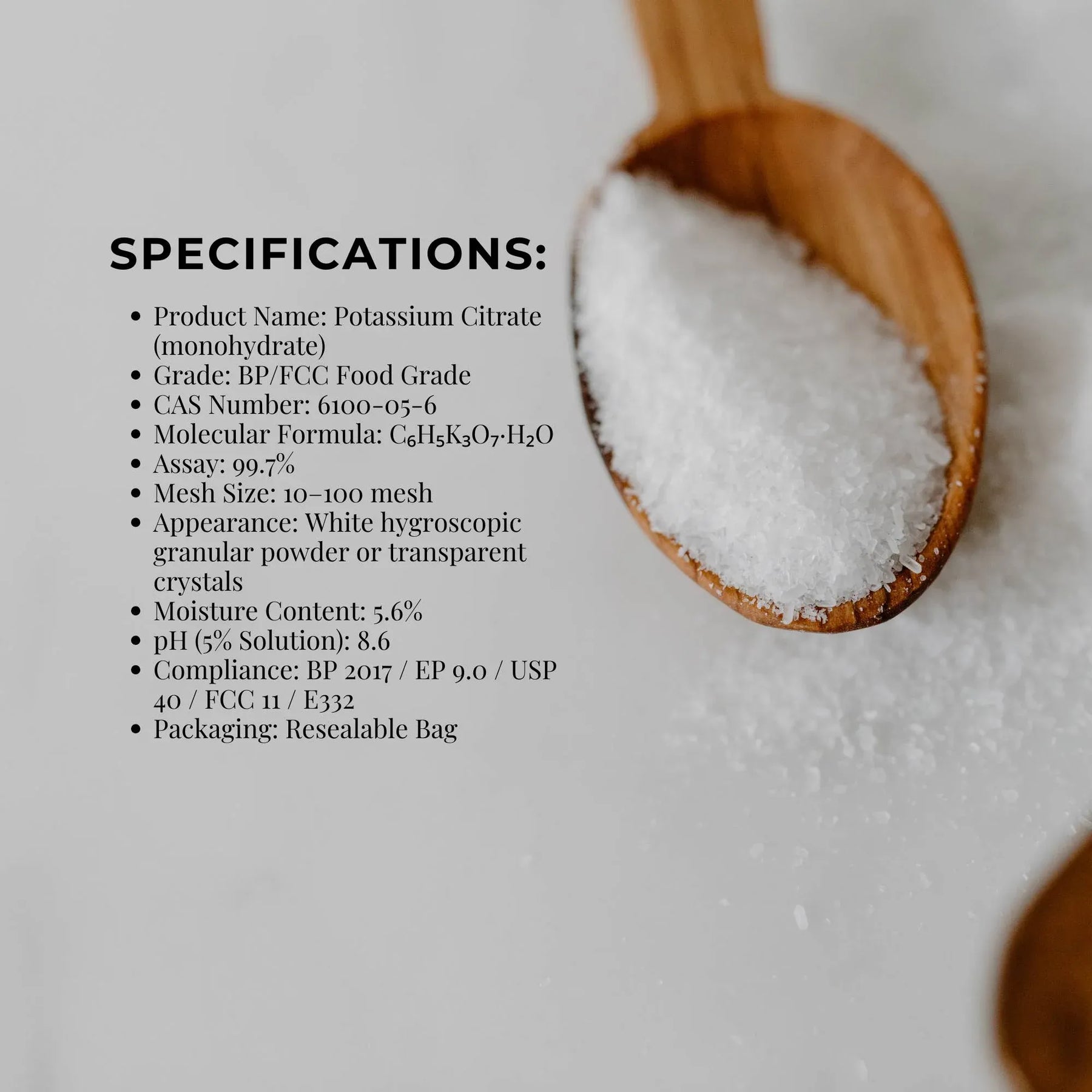 Orku 1.3Kg Potassium Citrate Food Grade Granular E332