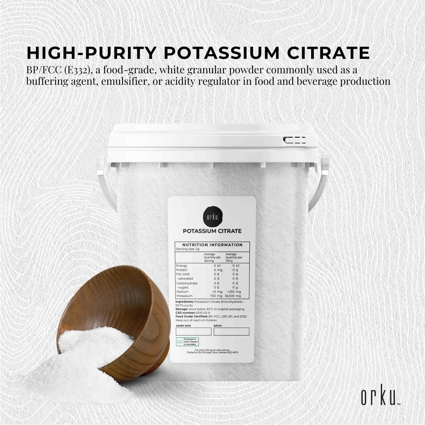 Orku 1.3Kg Potassium Citrate Food Grade Granular E332