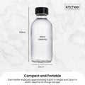 Kitchee 60ml Clear Glass Bottles – 12 Pack with Lids & Accessories