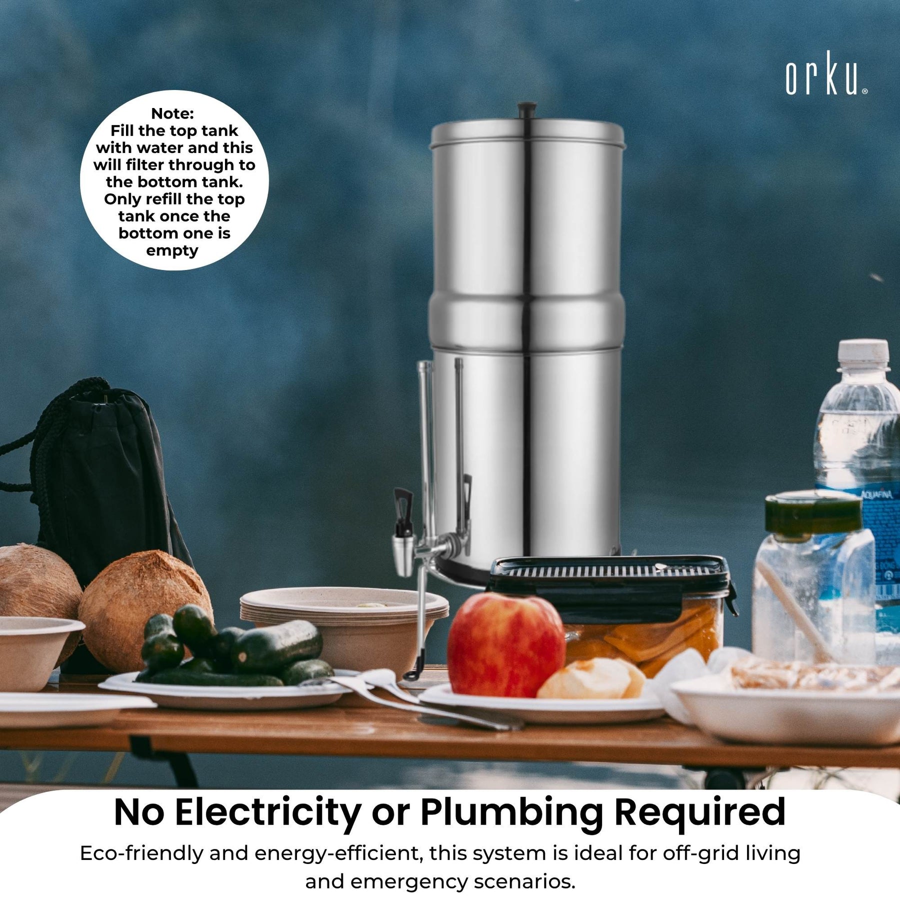 Orku 11L Gravity Benchtop Water Filter + Gauge-Stainless Steel Fluoride Removal - SuperSaverAU - view 9