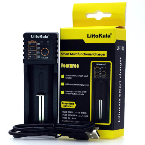 LiitoKala Lii-100 Smart Battery Charger - USB Output for 18650 AA AAA Li-ion NiMH - SuperSaverAU - view 1