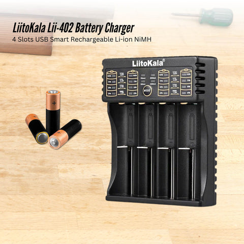 LiitoKala Lii-402 Smart Battery Charger - 4-Slot USB for 18650 AA AAA Li-ion NiMH - SuperSaverAU - view 2