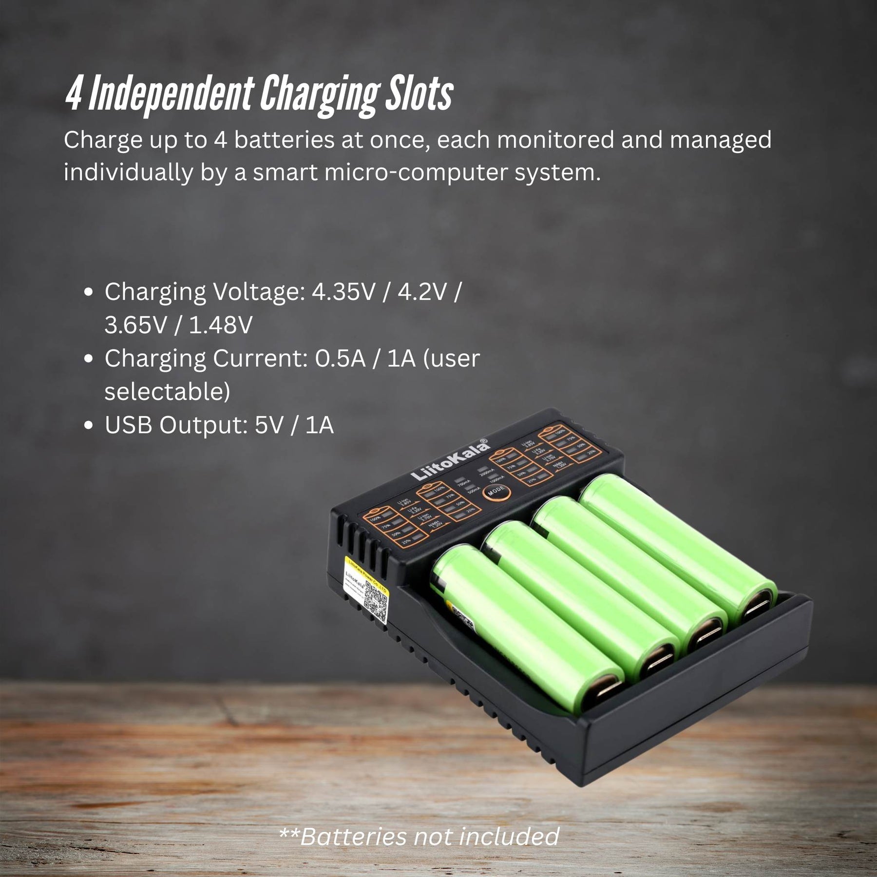 LiitoKala Lii-402 Smart Battery Charger - 4-Slot USB for 18650 AA AAA Li-ion NiMH - SuperSaverAU - view 7