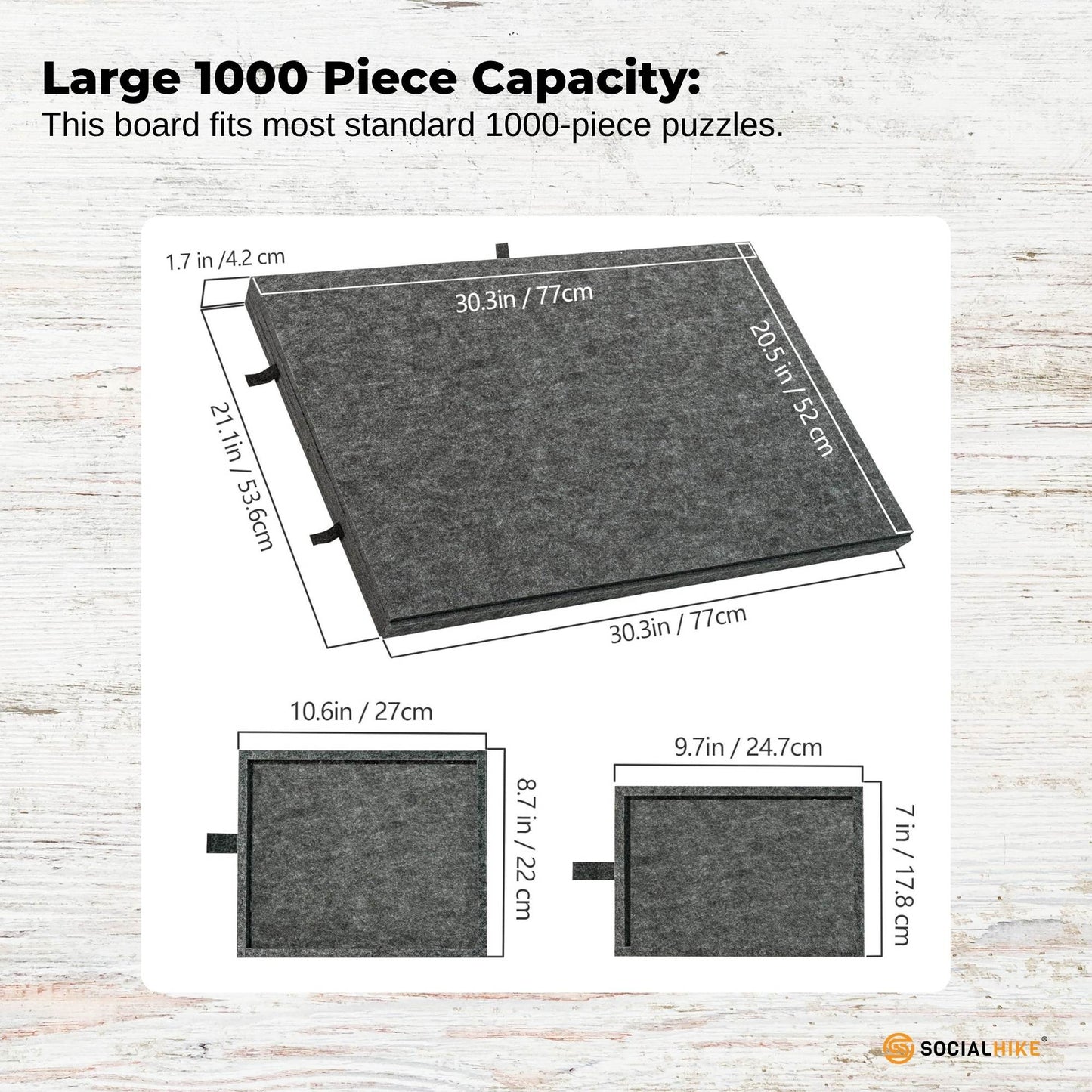 Premium Jigsaw Puzzle Board 1000pc with Stand, Cover & 6 Drawers - Folding Felt Grey