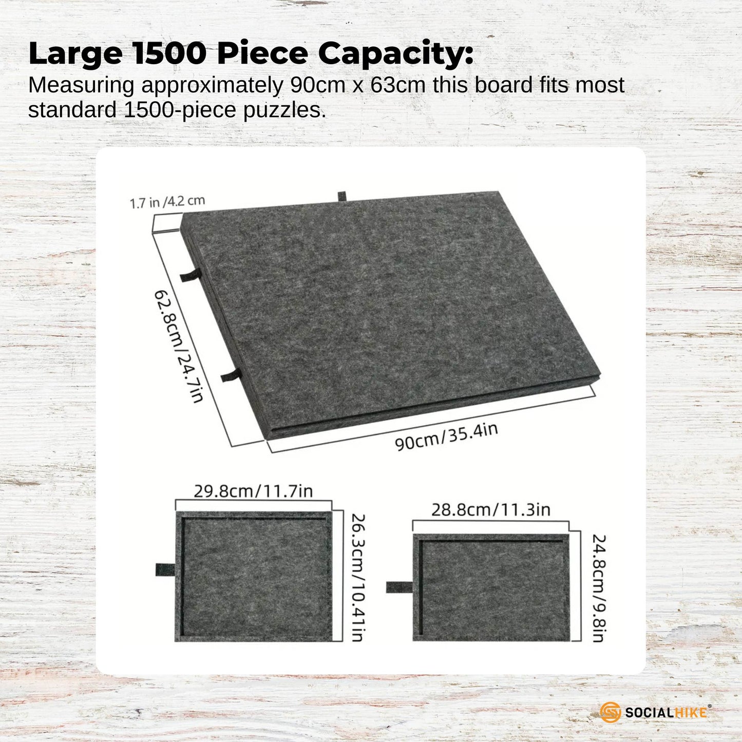 Premium Puzzle Board 1500pcs with Folding Stand & 6 Drawers - Grey