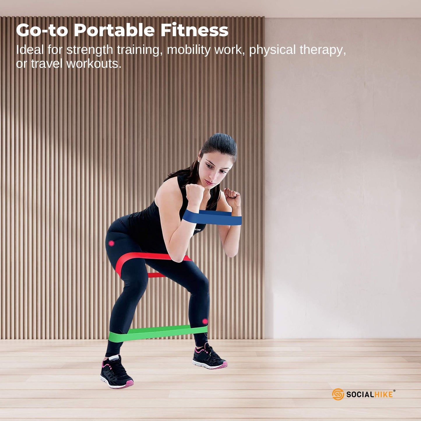 Social Hike 5-Pack Resistance Bands - Anti-Slip Latex Workout Loops