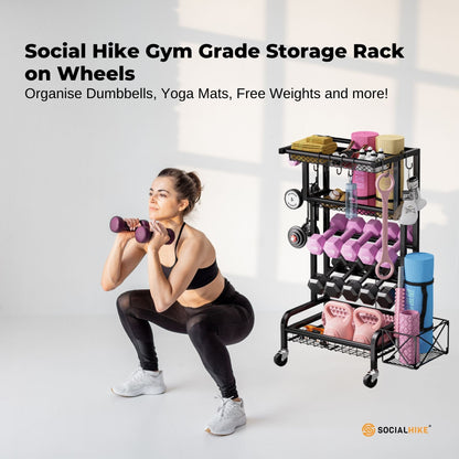 Social Hike Mobile Gym Storage Rack - Organiser for Weights & Accessories