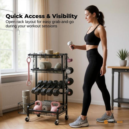 Social Hike Mobile Gym Storage Rack - Organiser for Weights & Accessories