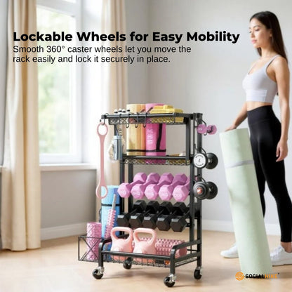 Social Hike Mobile Gym Storage Rack - Organiser for Weights & Accessories