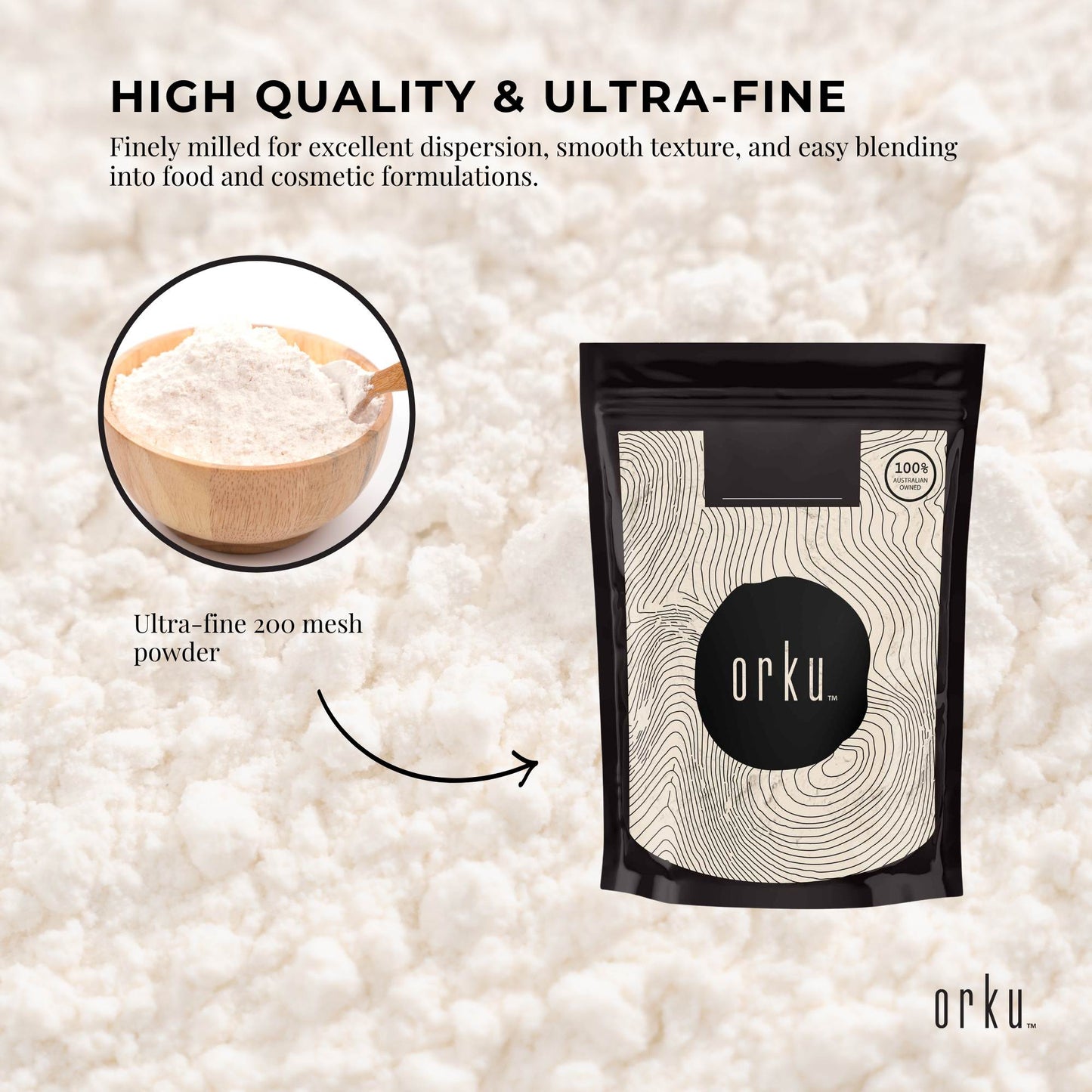 Orku 1Kg Xanthan Gum Thickener Pure Fine Powder 200 Mesh FCC E415 Food Additive