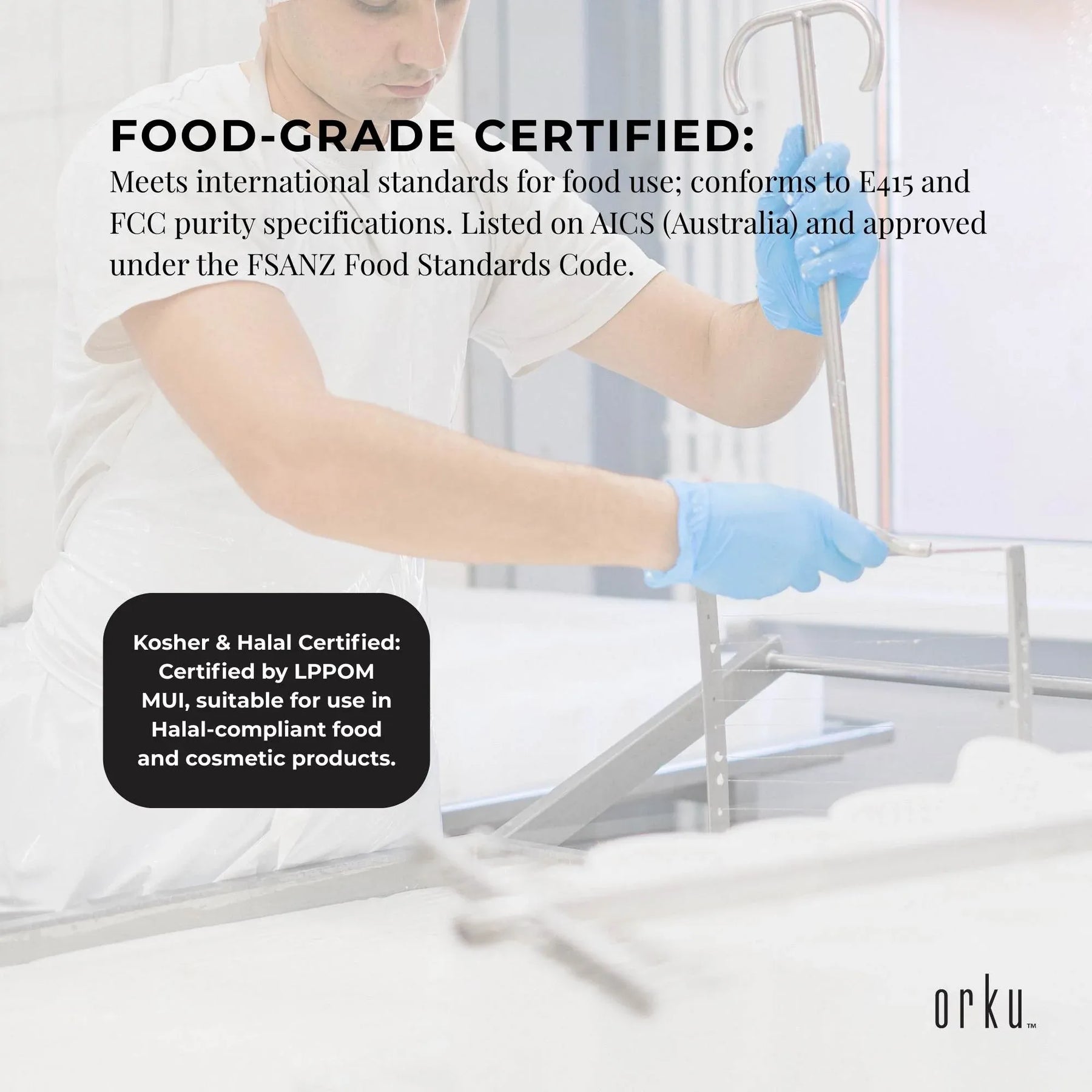 Orku 2Kg Xanthan Gum Thickener Pure Fine Powder 200 Mesh FCC E415 Food Additive