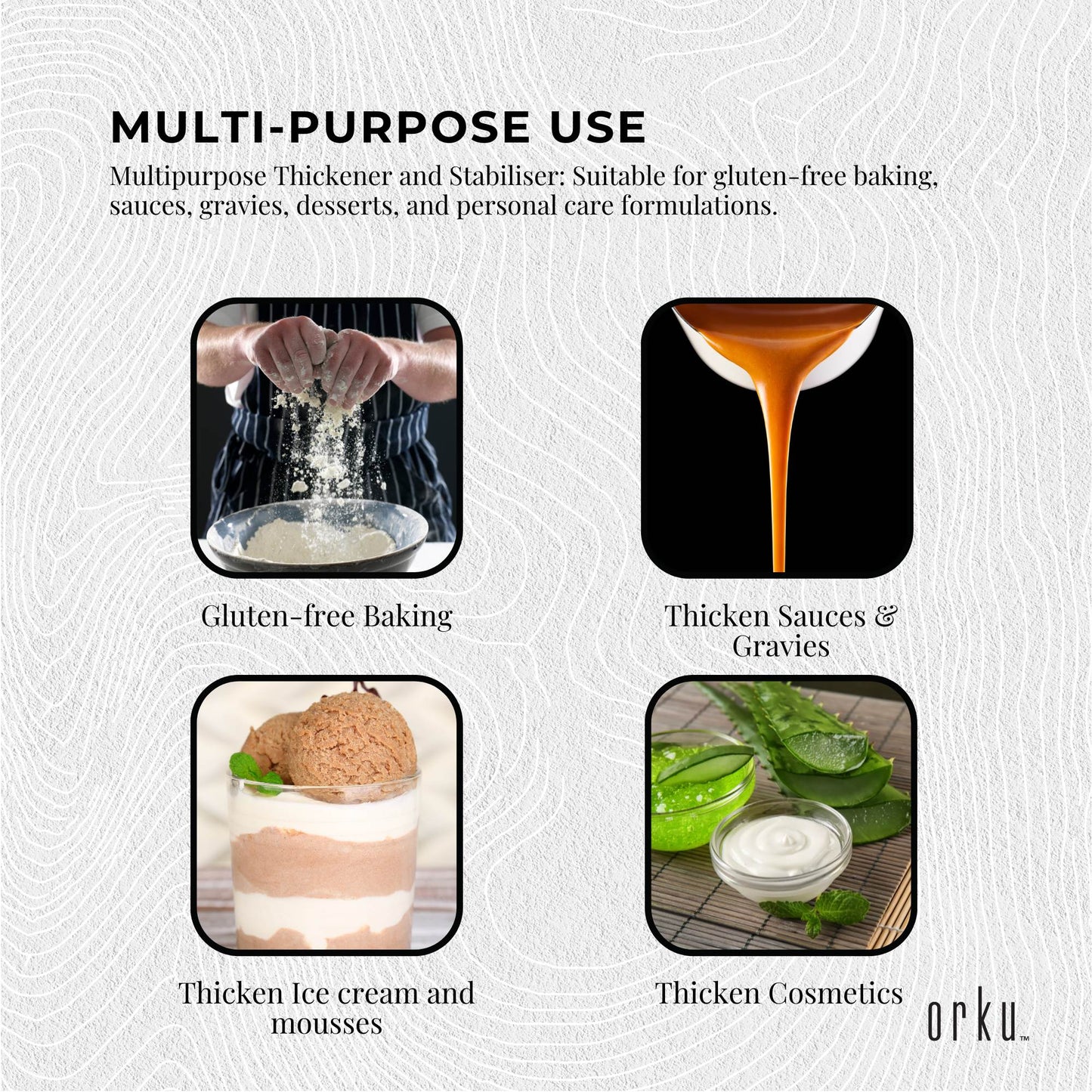 Orku Xanthan Gum 5Kg Food-Grade Thickener for Baking and Cosmetics