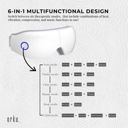Orku Rechargeable Eye Massager - Vibration Heat Therapy