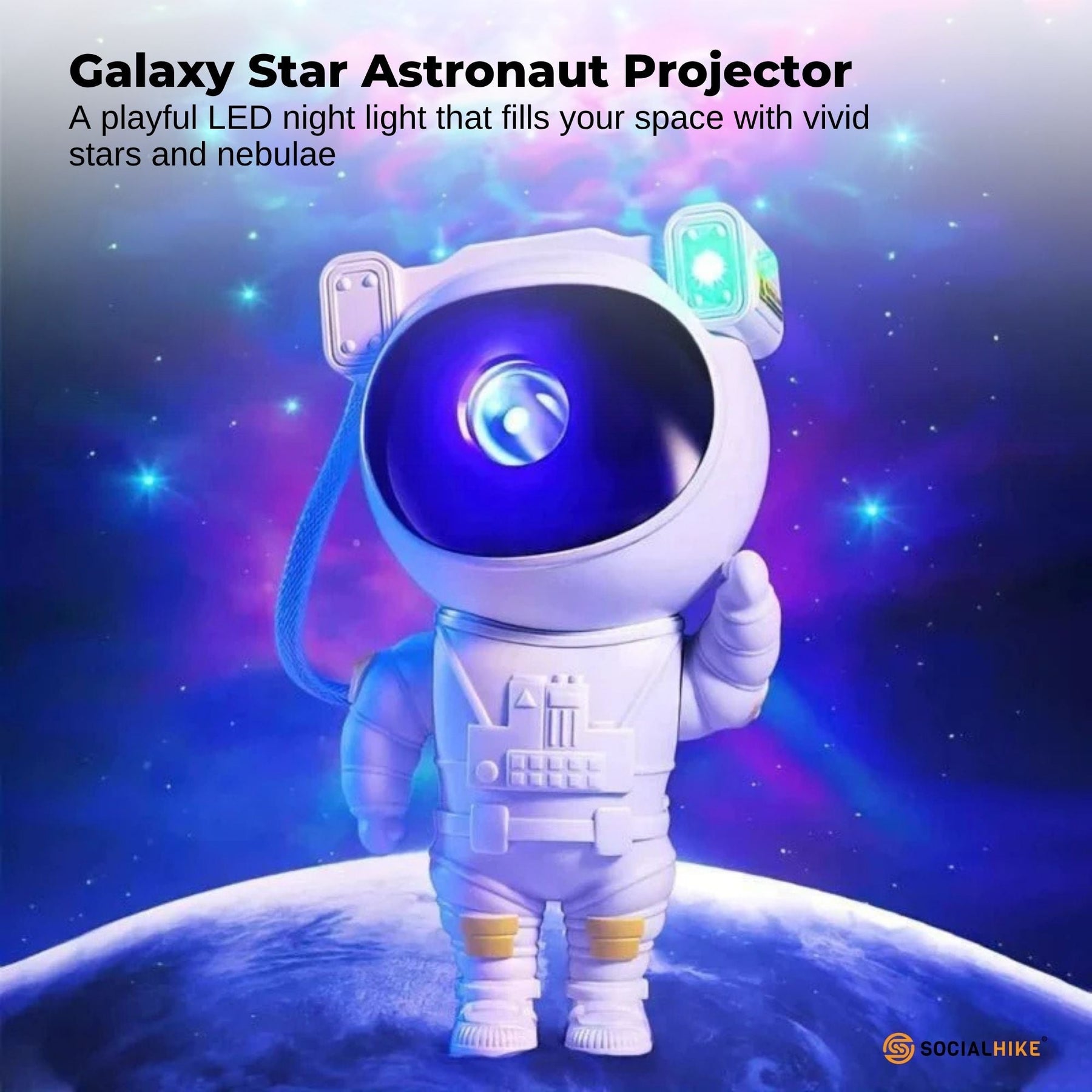 Social Hike Galaxy Star Projector - Colour LED Astronaut Night Light and Remote - SuperSaverAU - view 1