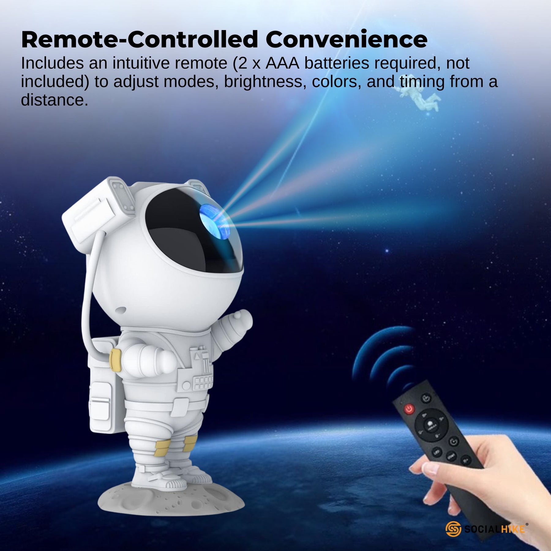 Social Hike Galaxy Star Projector - Colour LED Astronaut Night Light and Remote - SuperSaverAU - view 3